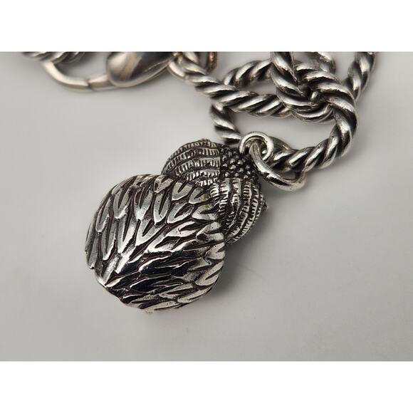 Brighton NIGHT WATCH OWL Silver Link Charm Bracelet Crystals w/pouch - Picture 7 of 9